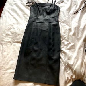 BCBG midi black leather dress new with tags